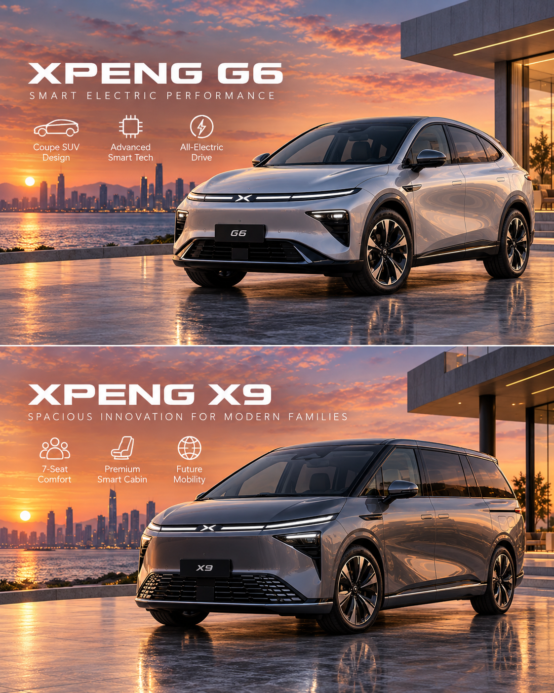 XPENG electric vehicle range including G6 G9 and X9 for accident repair assessments in Melbourne