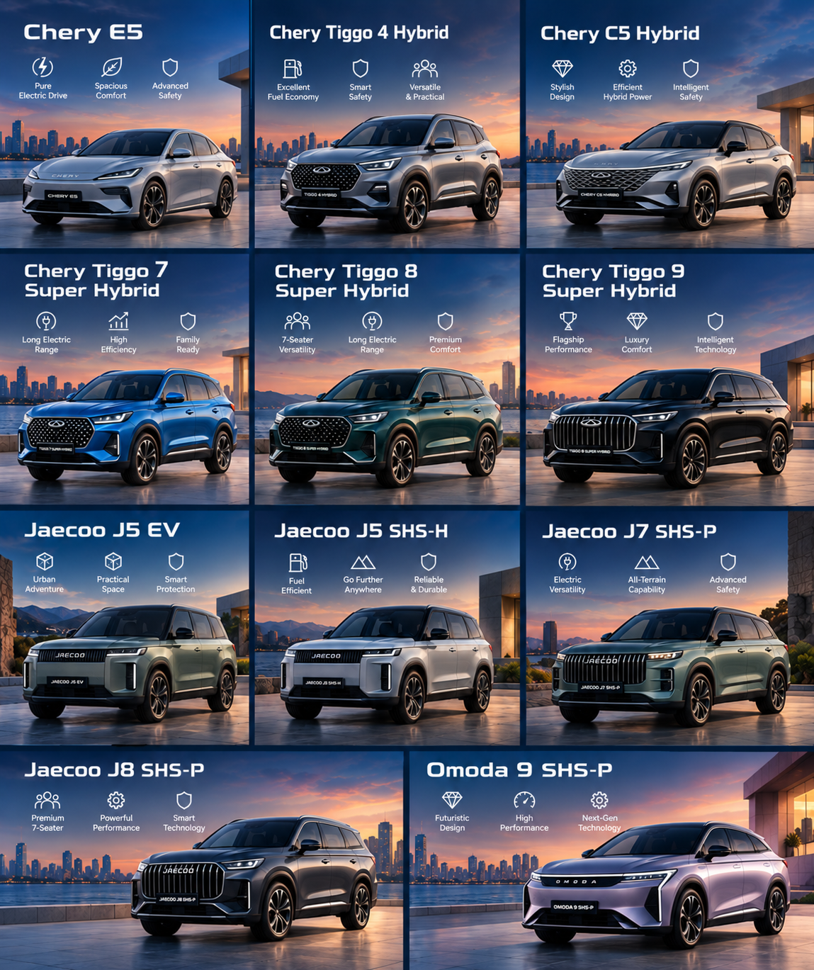 Chery OMODA and JAECOO vehicle models for accident repair enquiries in Melbourne